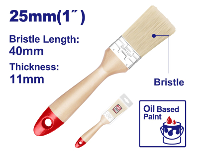 Pincel Cabo Madera 25Mm Ancho 11Mm Emtop Empb2901