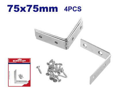 Conector Angulo Galva 75X75Mm 1,9Mm X 4 Unid C/16 Tor.emblist Emtop Emcy2K75