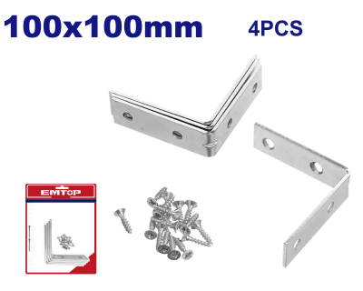 Conector Angulo Galva 100X100Mm 1,9Mm X 4 Unid C/16 Tor.emblist Emtop Emcy2K10