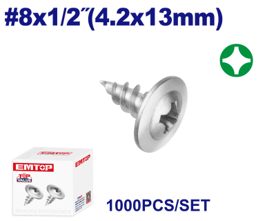 Tornillo Autoperf Cabeza Truss Zinc 8X1/2 4,2X13Mm Emtop Emxs7511 Min 1000Uni