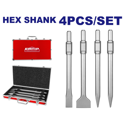Juego De 4 Puntas Y Cinceles 400 Mm Enc Hexagonal Emtop Echs0304375