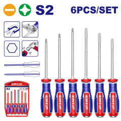 Juego De Destornilladores Golpe Varilla Pasante S2-Magnetic 6 Pz Industrial Emtop Egtst0601