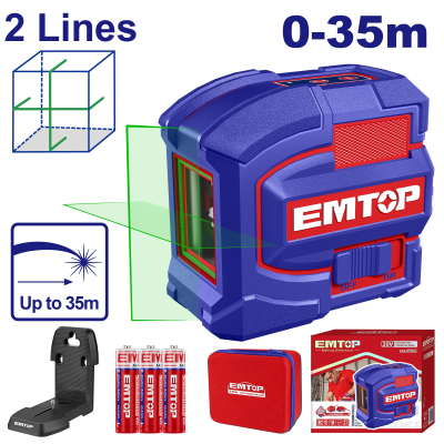 Nivel Laser Verde 35Mt - 2 Lineas Industrial Emtop Esle21601