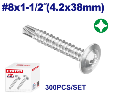 Tornillo Autoperf Mecha Cabeza Truss Phillip 8X1-1/2(4.2X38Mm) Zinc Emtop Emxs3515 Min 300Uni