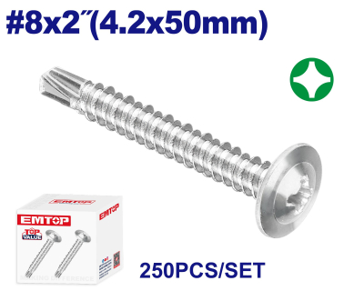 Tornillo Autoperf Mecha Cabeza Truss Phillip 8X2(4.2X50Mm) Zinc Emtop Emxs3516 Min 250Uni