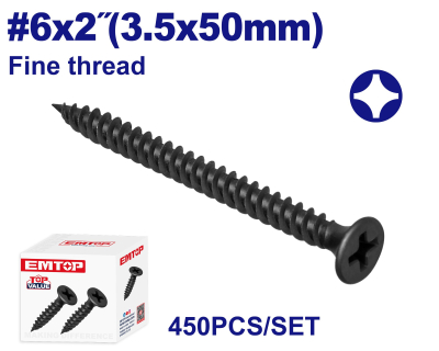 Tornillo Autoperf Drywall R.fina Negro 6X2 3,5X50Mm Emtop Emxs2515 Min 450Uni