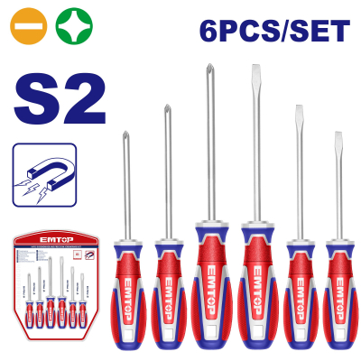 Juego De Destornilladores S2-Magnetic 6 Pz Industrial Emtop Esst0621