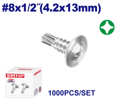 Tornillo Autoperf Mecha Cabeza Truss Phillip 8X1/2 (4.2X13Mm) Zinc Emtop Emxs3510 Min 1000Uni