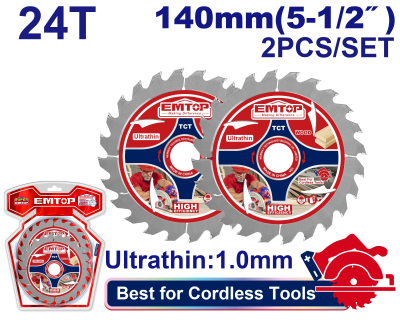 Set De Sierras Circulares Ultrafinas 140Mm Industrial Emtop Etct1403