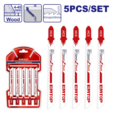 Set 5 Sierra Caladora Soft-Madera Hcs 74Mm 8Tpi Emtop Esbt111C