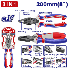 Pinza Universal Multifunción 200Mm 8 En 1 Industrial Emtop Eplrmfc0851