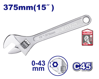 Llave Ajustable 15 Pulg 375Mm Emtop Emaw1115