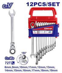 Set 12 Pzs Llaves Combinadas Articuladas C/Crique  8-16Mm Industrial Emtop Ecss101203