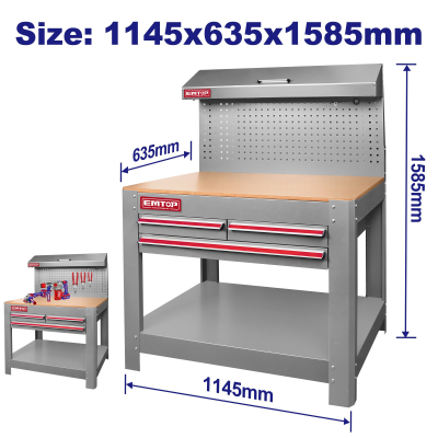 Banco De Trabajo Metalico 1145X635X1585Mm Industrial Emtop Emcs5A05