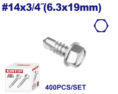 Tornillo Autoperf Cab Hex Mecha 14X3/4 6,3X19Mm Emtop Emxs8511 Min 400Uni