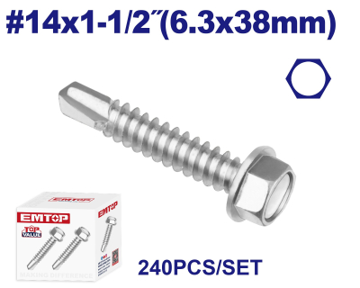 Tornillo Autoperf Cab Hex Mecha 14X1-1/2 6,3X38Mm Emtop Emxs8514 Min 240Uni