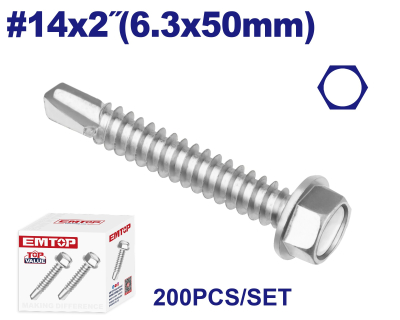 Tornillo Autoperf Cab Hex Mecha 14X2 6,3X50Mm Emtop Emxs8515 Min 200Uni