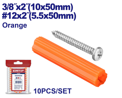 Tarugo 10Mm+Tornillo 5,5X50Mm X 10 Unid Emtop Emxtq943