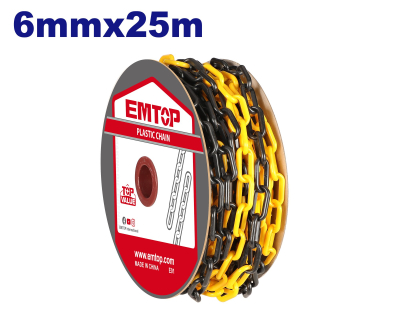 Rollo Cadena Plastica Amariilo/Negro 6Mmx25M Emtop Emj6A56