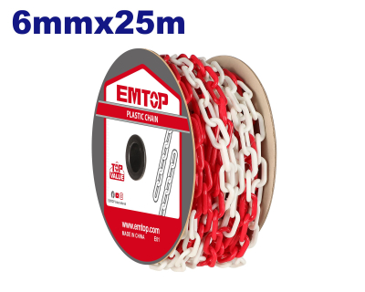 Rollo Cadena Plastica Roja/Blanca 6Mmx25M Emtop Emj6A46
