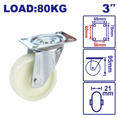 Rueda Giratoria 3 80Kg Pp Emtop Emjl5332