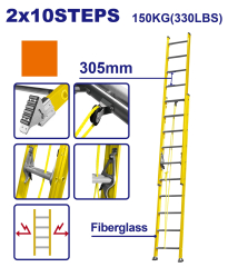 Escalera Extensible Fibra Certificada 2X10 150Kg Emtop Emld0920