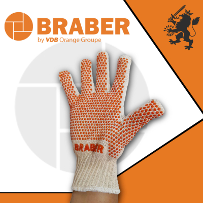 Par De Guante G7 Industrial Moteado (3+1) (Alg/Pol) Mota Naranja Braber