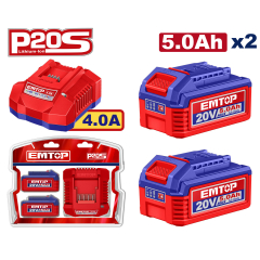 Kit 2 Bateria 5Ah Y Cardador 4Ah Emtop Elbcpk2513