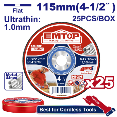 Discos 115X1Mm Lata X 25 Unid Emtop Eacd11011525