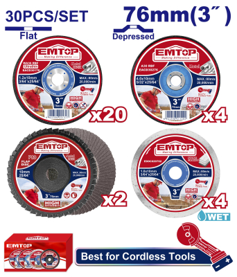 Set 30 Pzs Discos 3 Pulg Para Amolad Inalambrica Emtop Ecgd07630