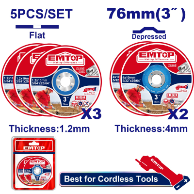 Set 5 Pzs Discos 3 Pulg Para Amolad Inalambrica Emtop Eacd303768