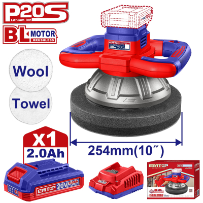 Pulidora 2 Manos Bl 20V 250Mm Bat 2Ah Y Carg Emtop Elop2025481-4