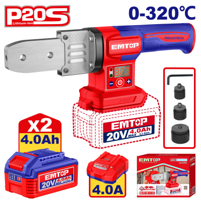 Termofusora Bl 20V 320° 2 Bat 4Ah Y Carg Emtop Etwtl20182-4