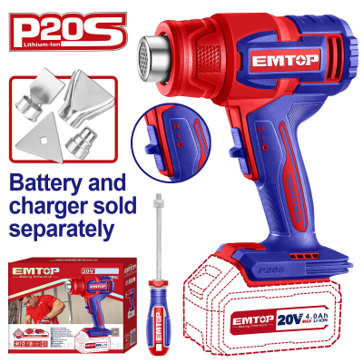 Pistola De Calor Bl 20V 300/550°C C/Acc Emtop Ehgn2006