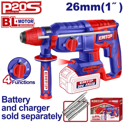 Martillo Sds-Plus 20V Bl 4 Fun 26Mm 2,5J Emtop Elrh20268(*)