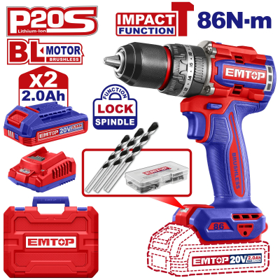 Taladro Ator Impac 20V 86Nm 13Mm 22+1+1 2Bat+Carg Emtop Ecidl208687-4
