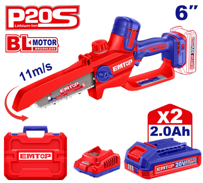 Mini Sierra De Poda 20V 6 Pulg 2 Bat Y Carg Emtop Elga20662-4