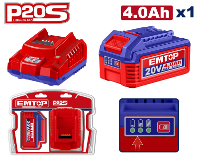 Kit Bateria 4Ah Y Carg 2Ah Emtop Elbcpk1012-4