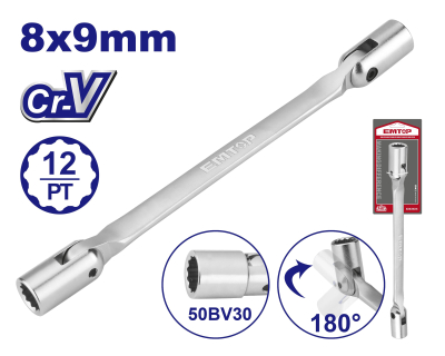 Llave De Doble Boca Articulada 8-9Mm Emtop Emth2E01