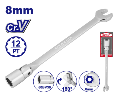 Llave De Fija Y Tubo Articulada 8Mm Emtop Emth1E08