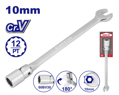 Llave De Fija Y Tubo Articulada 10Mm Emtop Emth1E10