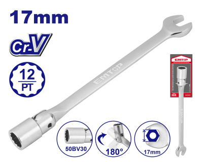 Llave De Fija Y Tubo Articulada 17Mm Emtop Emth1E17