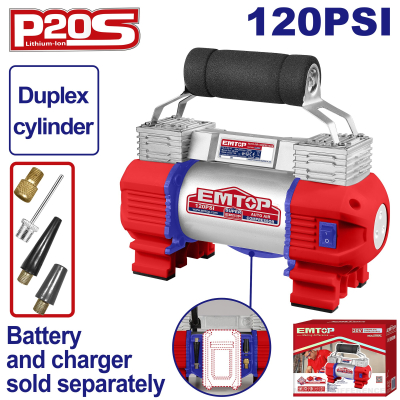 Compresor 20V Dos Cil.120Psi Emtop Elacli2026(*)