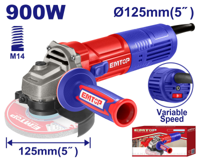 Amoladora Angular 115-125Mm 900W V.v. 5000-12000Rpm Emtop Eagrs09051-4