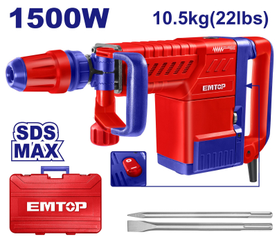 Demoledor Sds Max 1500W 25J Emtop Edbrm1501-4(*)