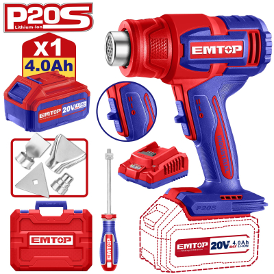 Pistola De Calor Bl 20V 300/550°C C/Acc Bat Y Carg Emtop Ehgn20065