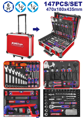 Valija Profesional Con Rueda 147 Herramientas Emtop Ehts01471