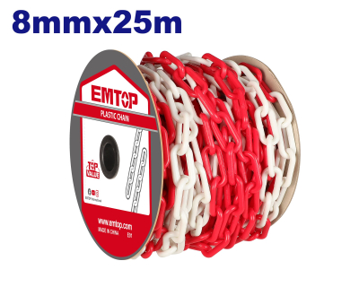 Rollo Cadena Plastica Roja/Blanca 8Mmx25M Emtop Emj6A48