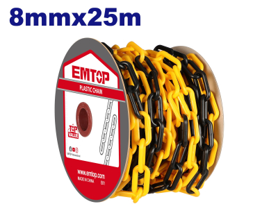 Rollo Cadena Plastica Amariilo/Negro 8Mmx25M Emtop Emj6A58
