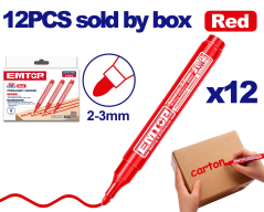Marcador Permanente Rojo Punta 2-3Mm Caja 12Uni Emtop Emjm1503